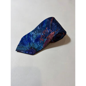 Hardy Amies London Silk Tie Abstract Blue Pink Pattern Vintage Designer Necktie